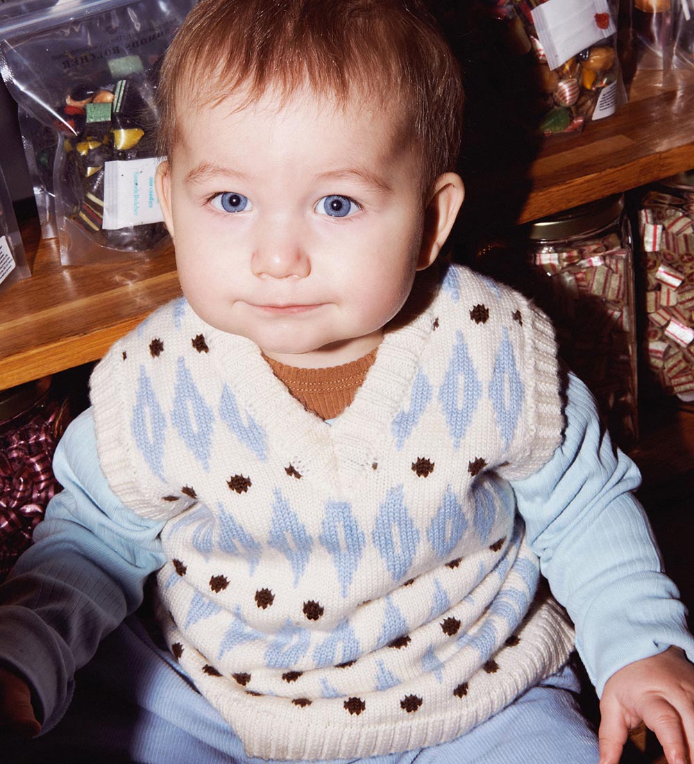 Copenhagen Colors Vest - Uld - Cream Blue Combi