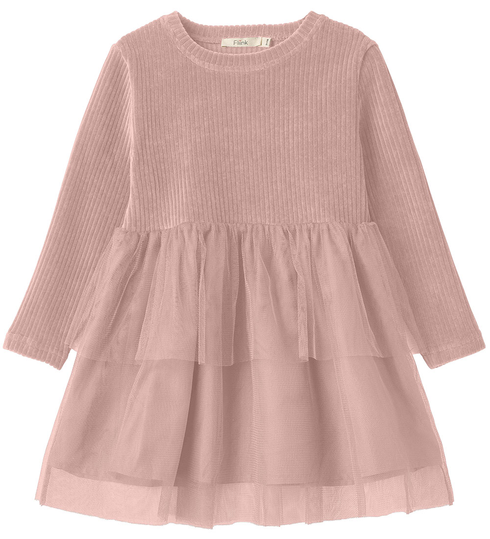 Fliink Kjole - Fløjl - Tulle - Peach Whip