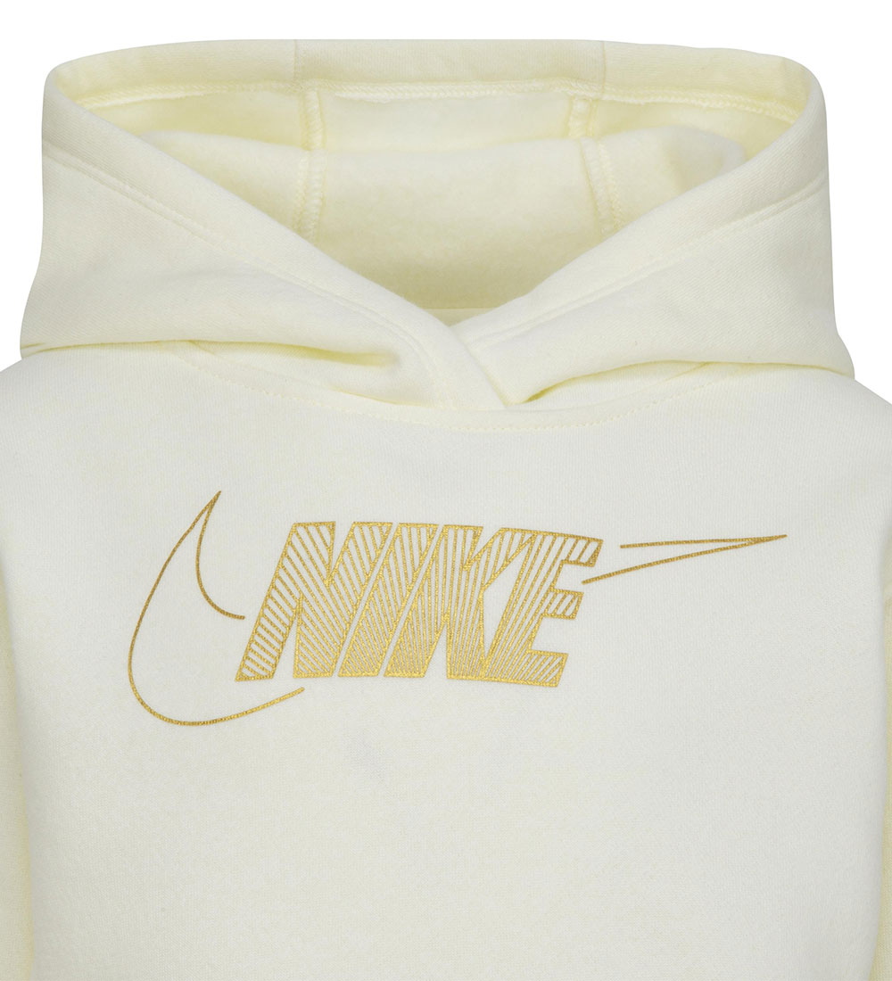 Nike Hættetrøje - Coconut Milk m. Guld