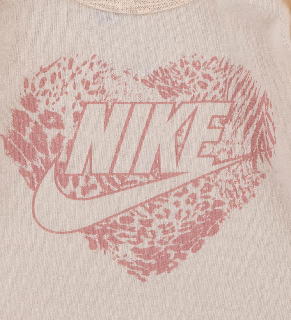 Nike Sæt - Leggings/Body l/æ - Red Stardust/Rosa m. Print