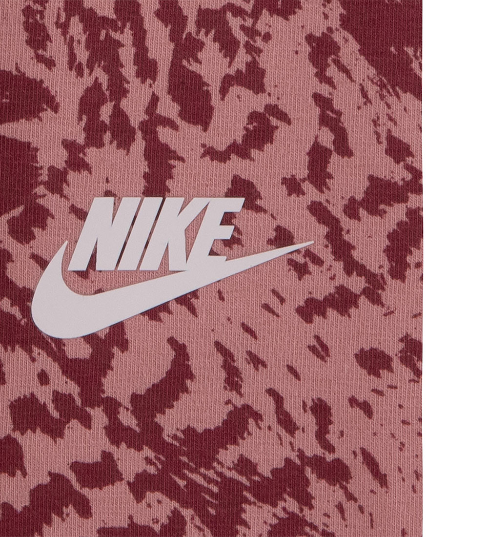 Nike Sæt - Leggings/Body l/æ - Red Stardust/Rosa m. Print