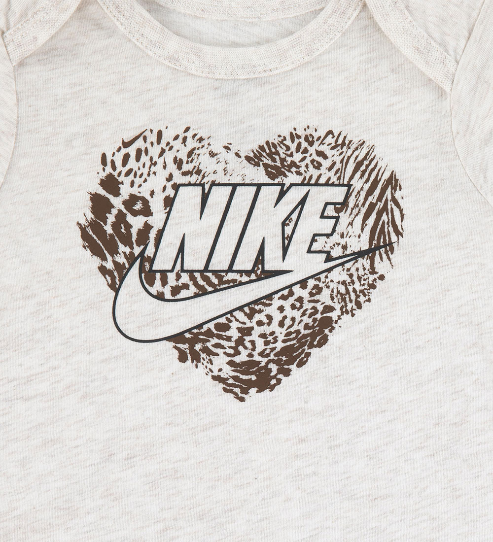 Nike Sæt - Leggings/Body l/æ - Cacao Wow/Beigemeleret m. Print