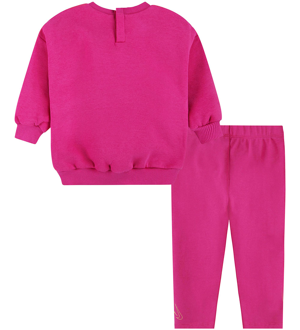 Nike Sæt - Leggings/Sweatshirt - Fireberry m. Guld