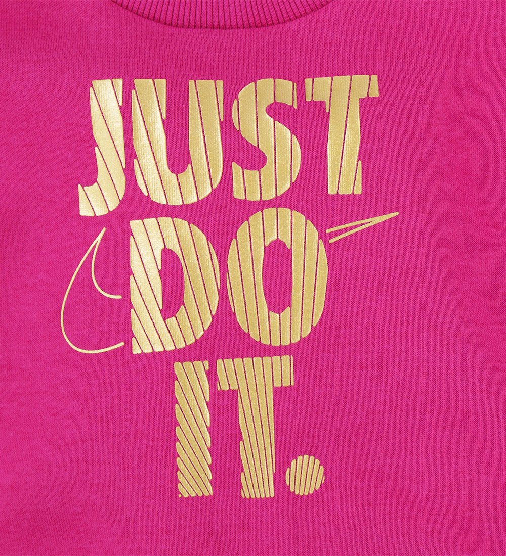 Nike Sæt - Leggings/Sweatshirt - Fireberry m. Guld