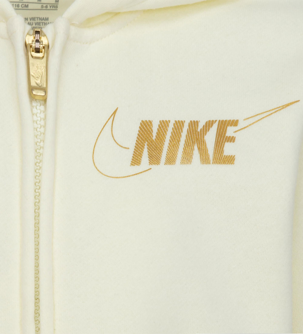 Nike Sæt - Leggings/Cardigan - Amber Brown/Off White m. Guld
