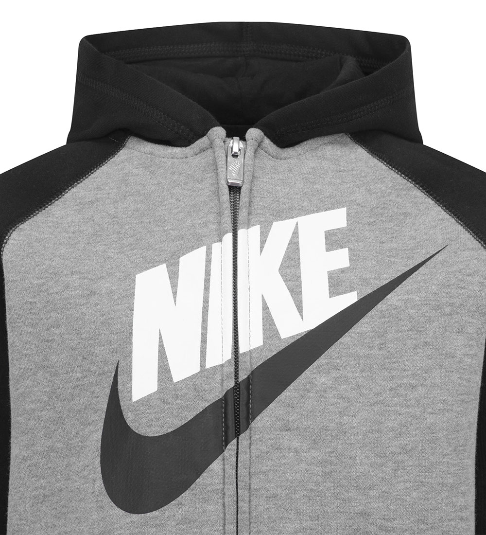 Nike Sweatsæt/T-shirt - Carbon Heather/Sort m. Logo