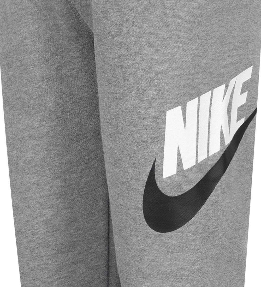 Nike Sweatsæt/T-shirt - Carbon Heather/Sort m. Logo