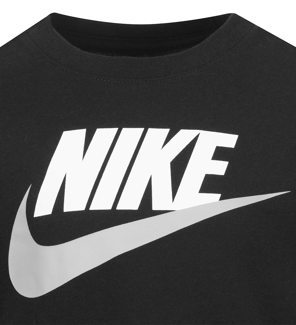 Nike Sweatsæt/T-shirt - Carbon Heather/Sort m. Logo