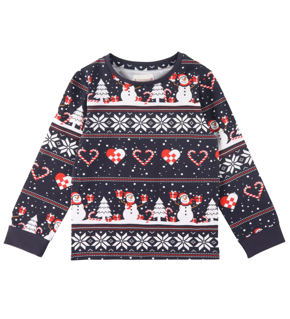 Jule-Sweaters Nattøj - Julehjerte Pyjamas - Navy
