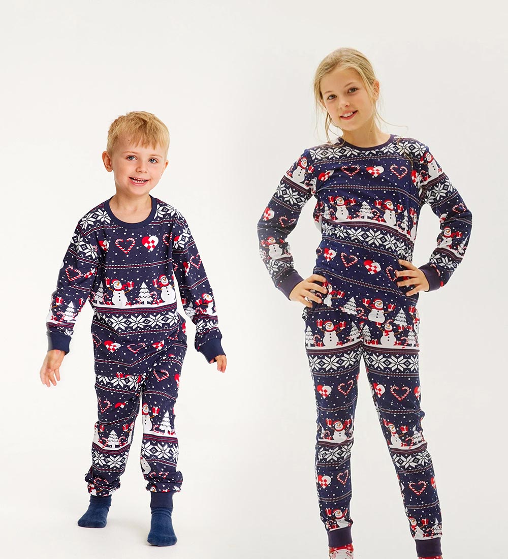 Jule-Sweaters Nattøj - Julehjerte Pyjamas - Navy
