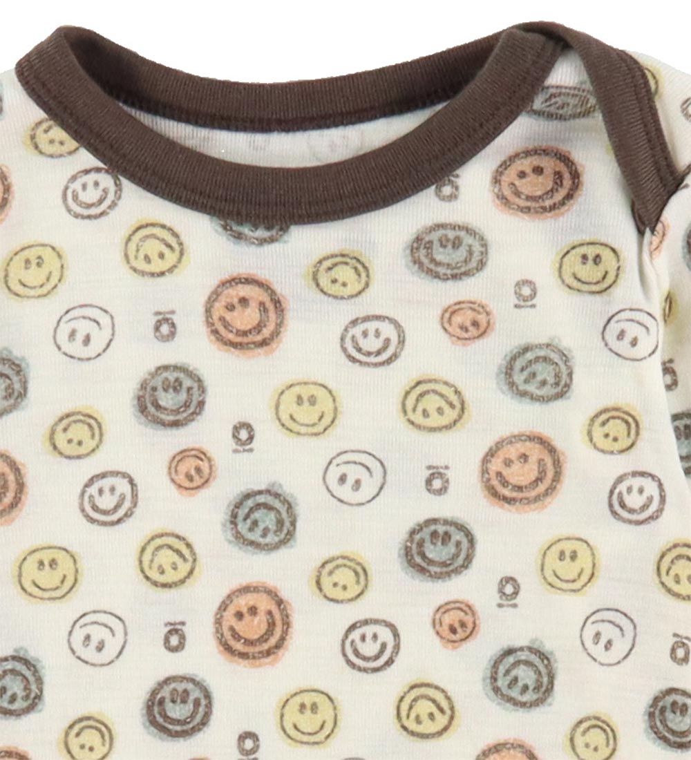 Katvig Body l/æ - Uld - Hvid m. Smiley