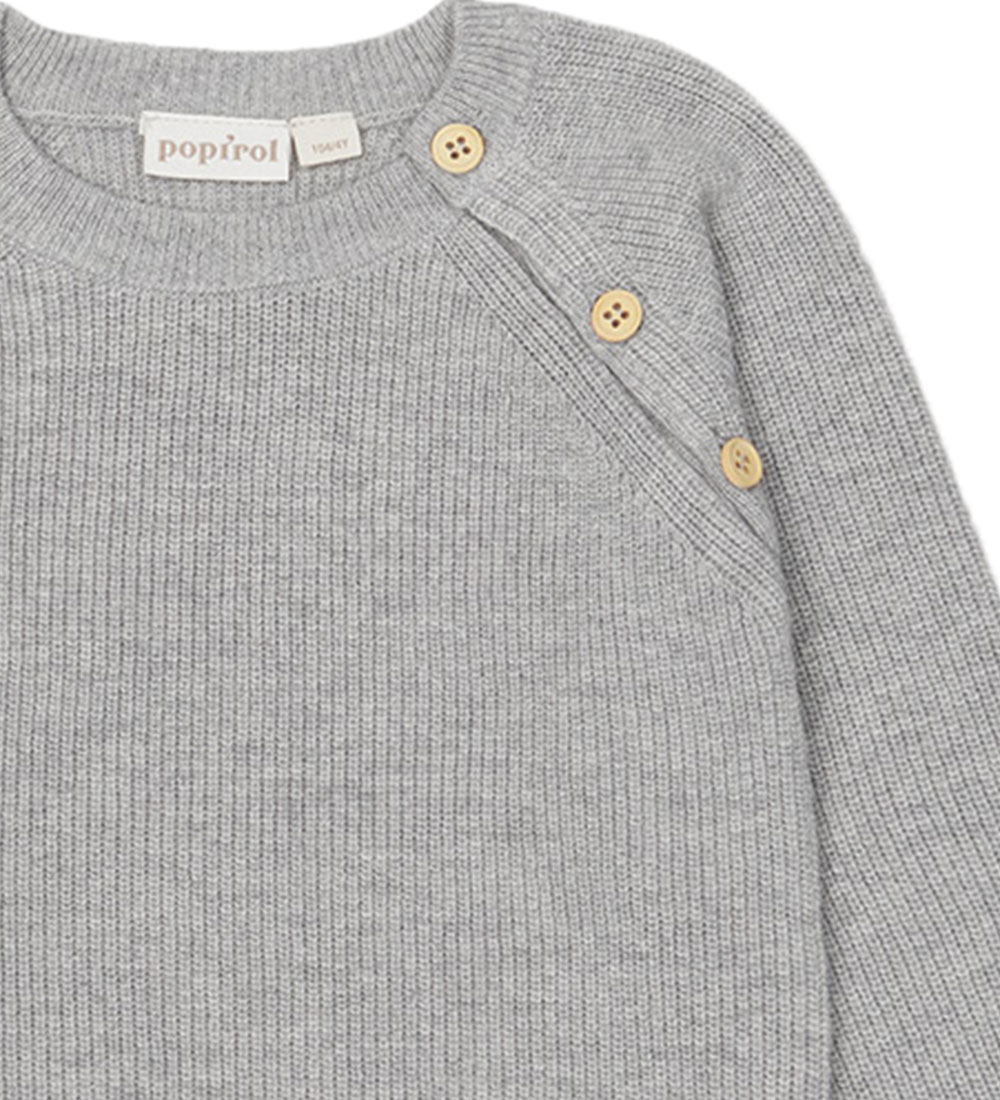 Popirol Bluse - Uld - Strik - Pokopa - Light Grey Melange