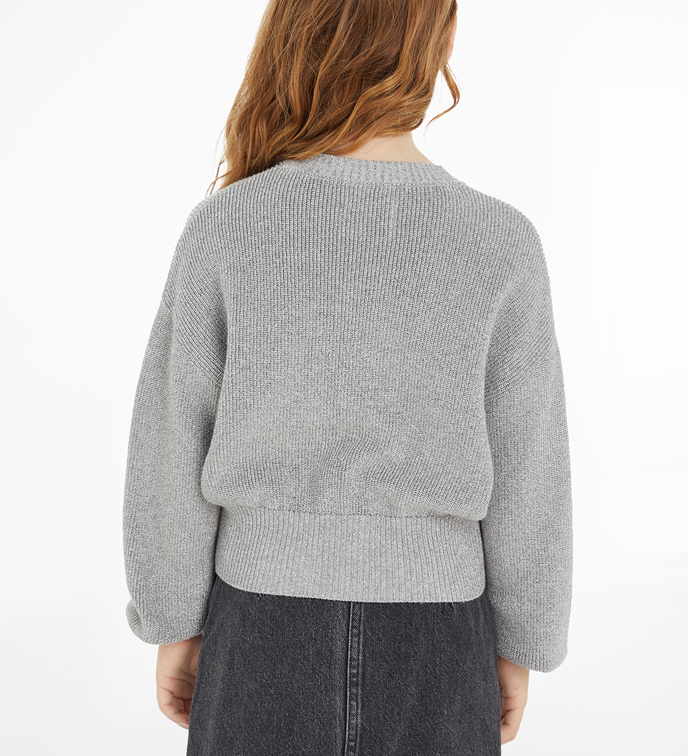 Calvin Klein Bluse - Cropped - Strik - Festive Lurex - Gråmelere