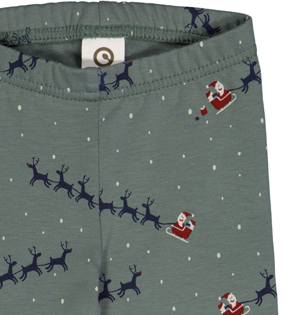 Müsli Leggings - Santa - Balsam Green m. Julemotiv