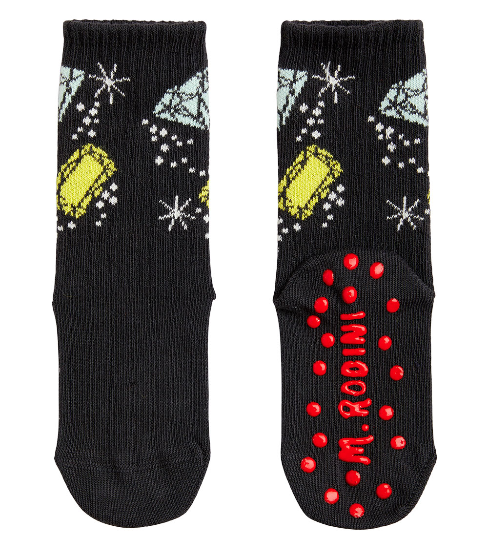Mini Rodini Strømper - Anti slip - Jewels - Sort