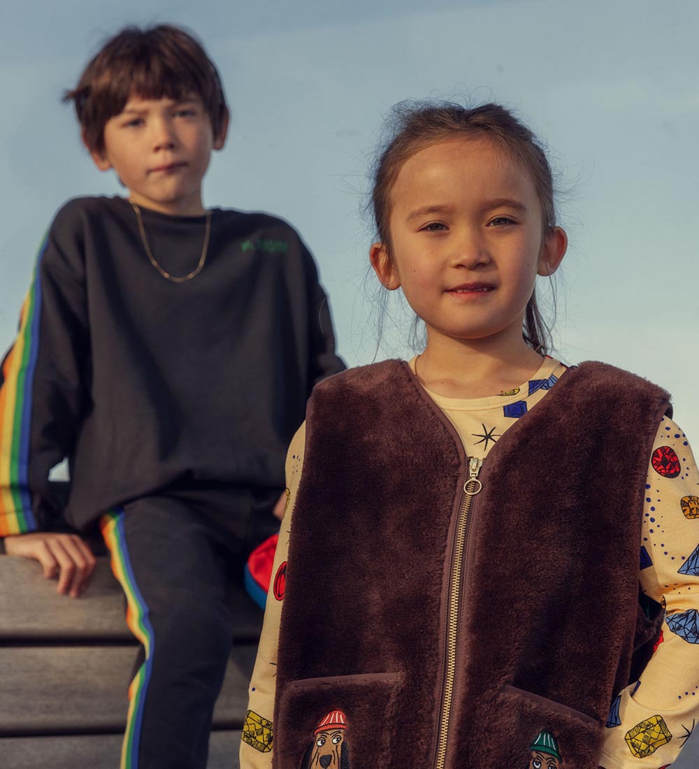 Mini Rodini Sweatshirt - Rainbow Stripe - Sort