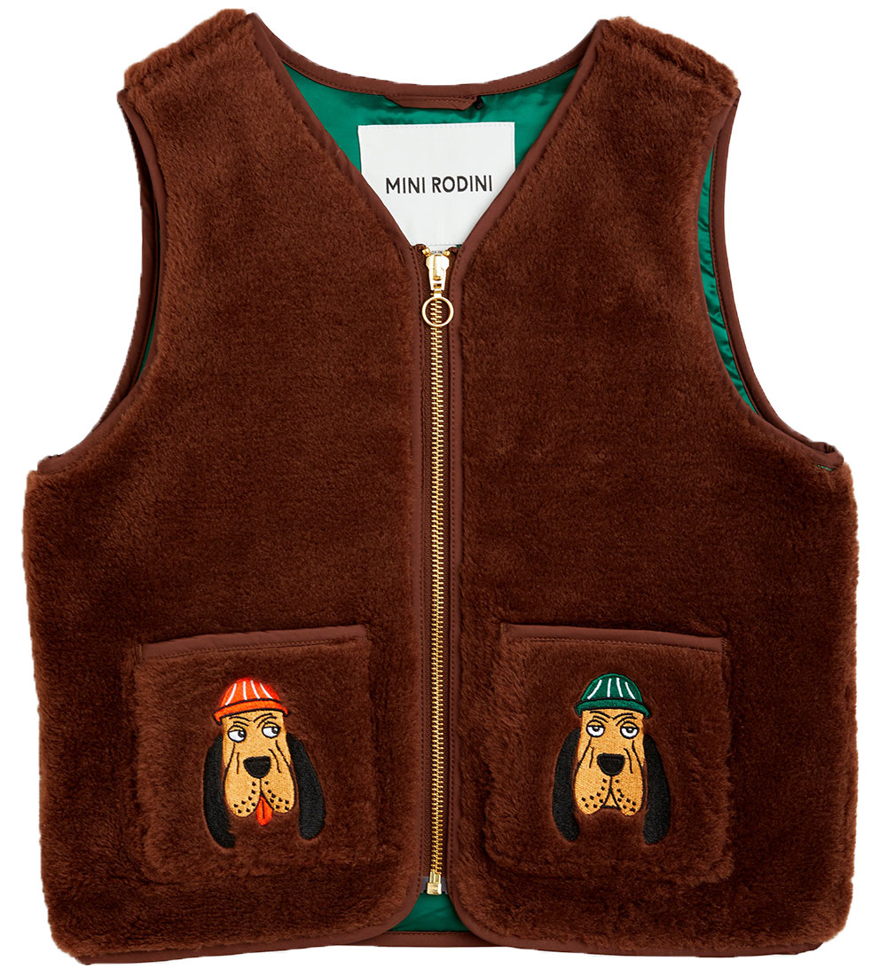 Mini Rodini Vest - Imiteret Pels - Bloodhound  - Brun