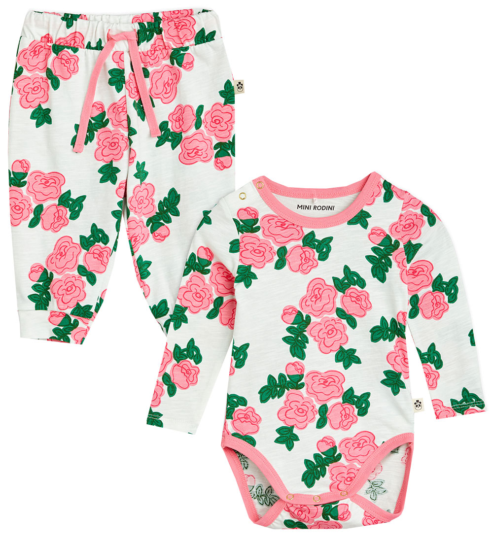 Mini Rodini Sæt - Body/Bukser - Roses - Pink