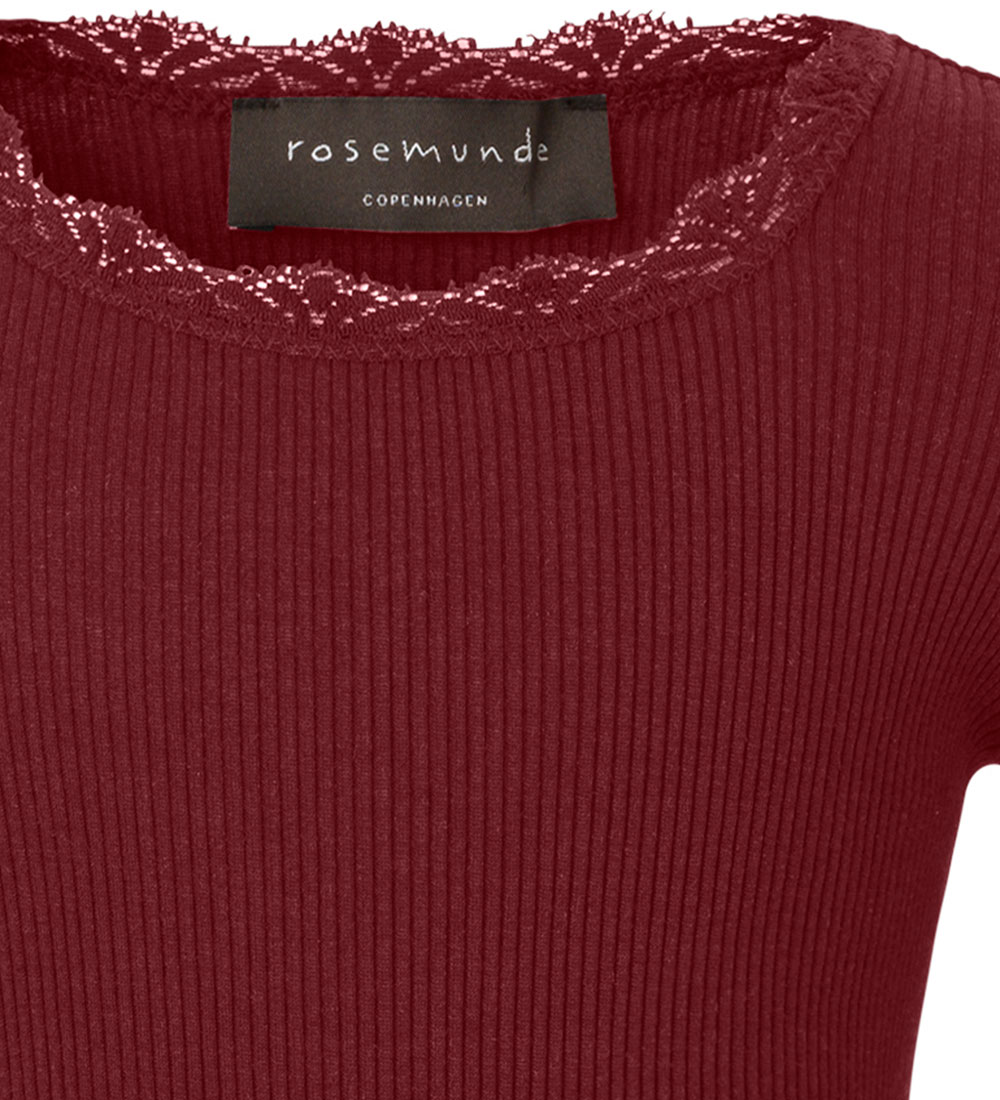 Rosemunde Bluse - Silke/Bomuld - Cabernet m. Blonder