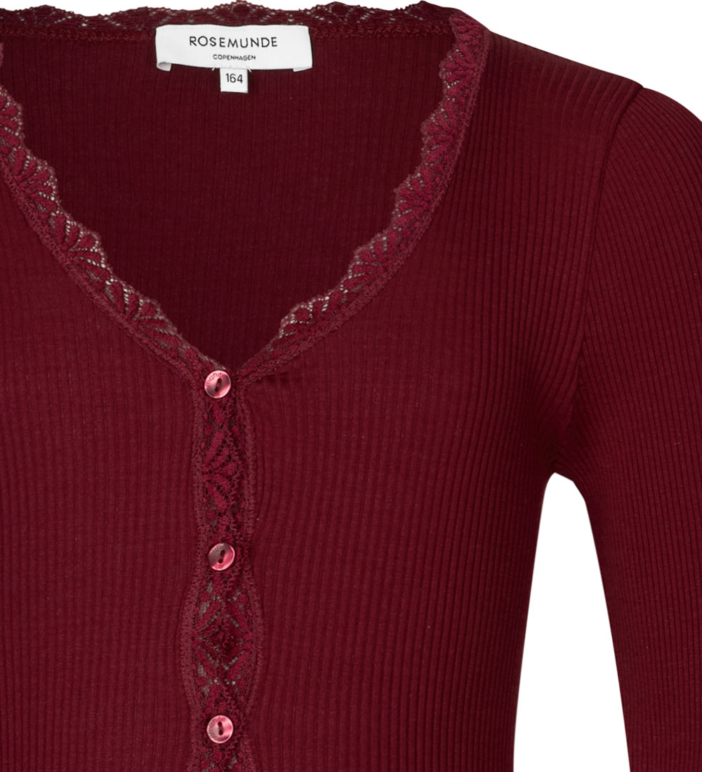 Rosemunde Cardigan - Silke/Bomuld - Cabernet m. Blonder