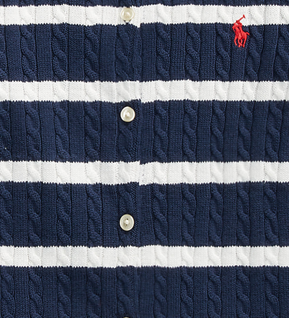 Polo Ralph Lauren Cardigan - Strik - Navy/Hvidstribet