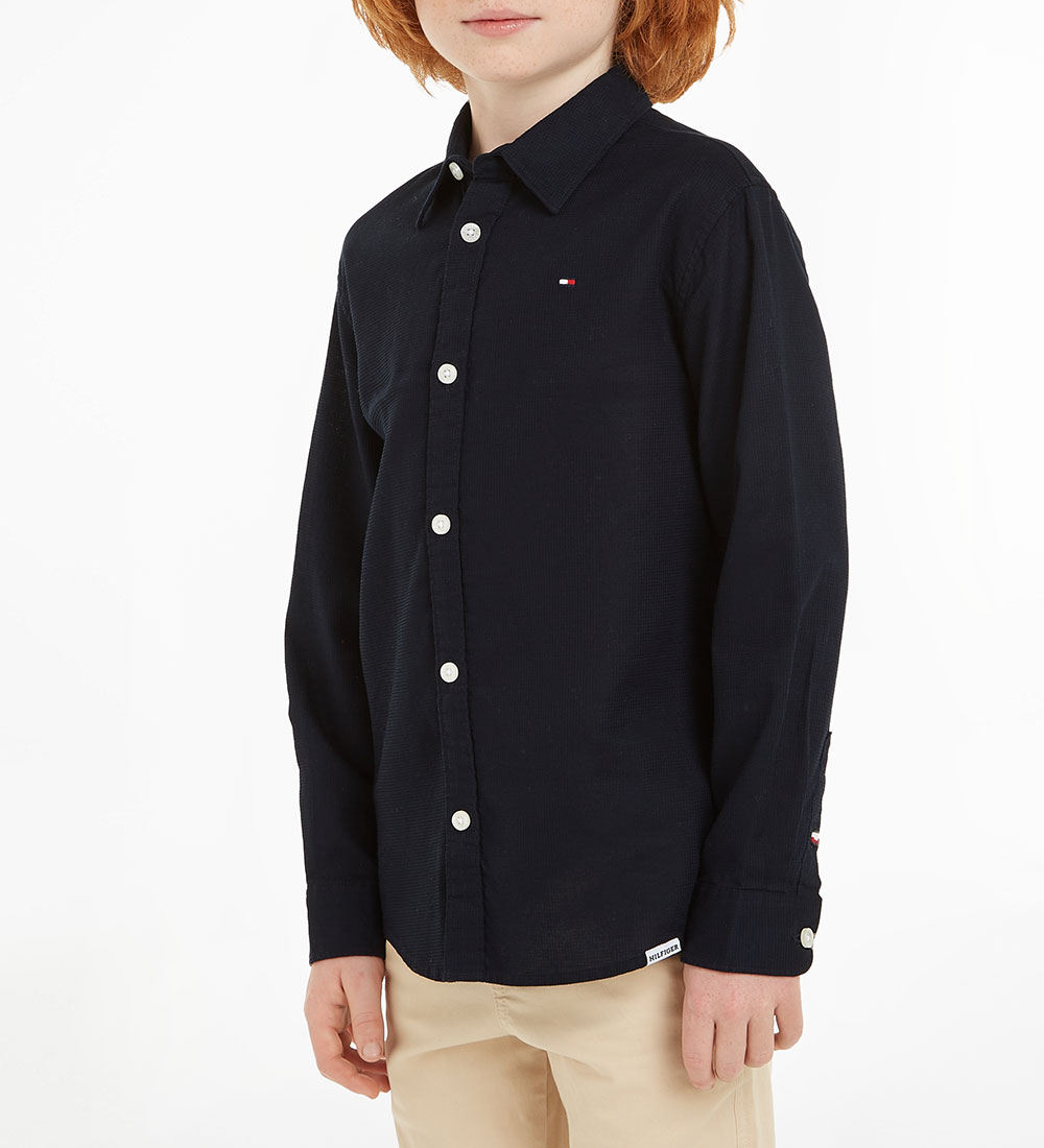 Tommy Hilfiger Skjorte - Solid Waffle - Desert Sky