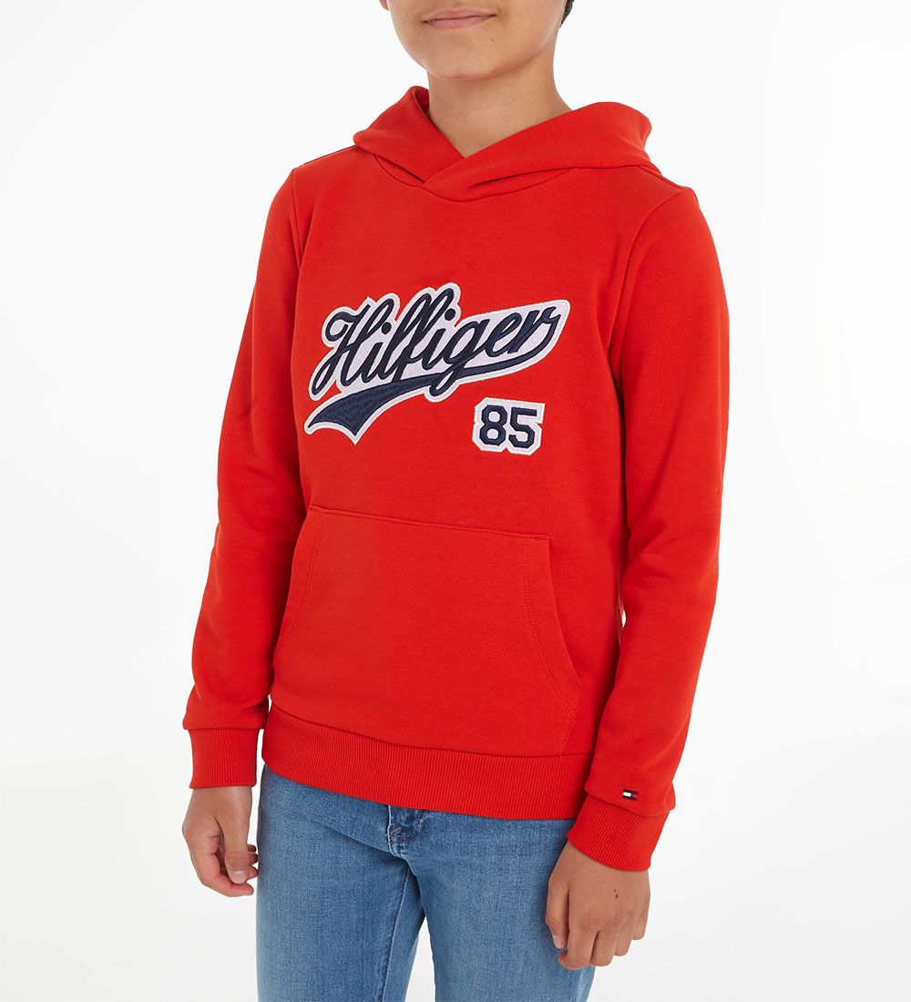 Tommy Hilfiger Hættetrøje - Hilfiger Script - Fierce Red