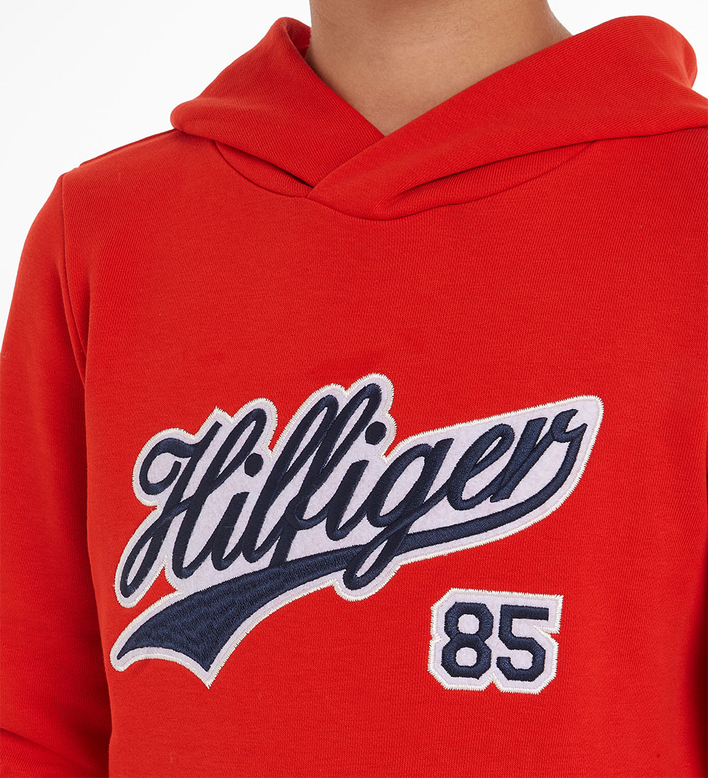 Tommy Hilfiger Hættetrøje - Hilfiger Script - Fierce Red
