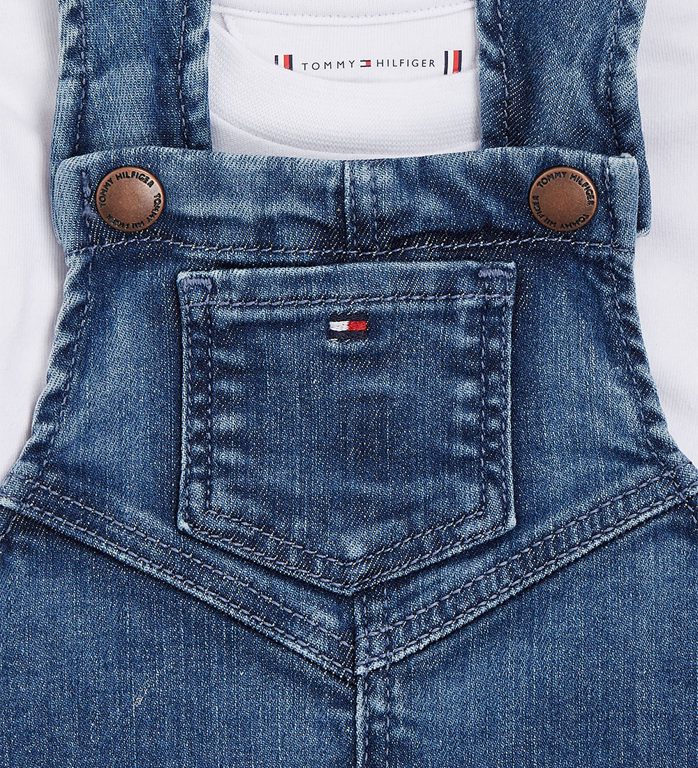 Tommy Hilfiger Sæt - Bluse/Smækbukser - Baby Denim Dungaree - De