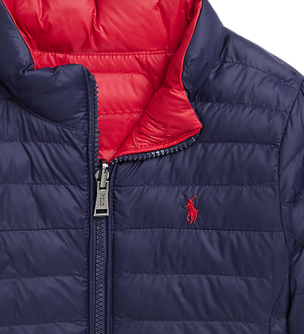 Polo Ralph Lauren Dynejakke - Vendbar - Navy/Rød