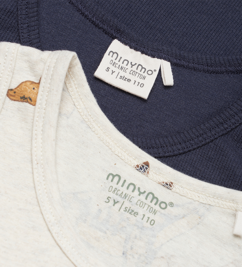 Minymo Undertrøjer - 2-pak - Navy/Beige Melange