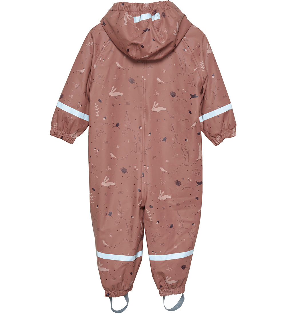 Color Kids Regndragt m. Fleece - PU - Burlwood m. Print