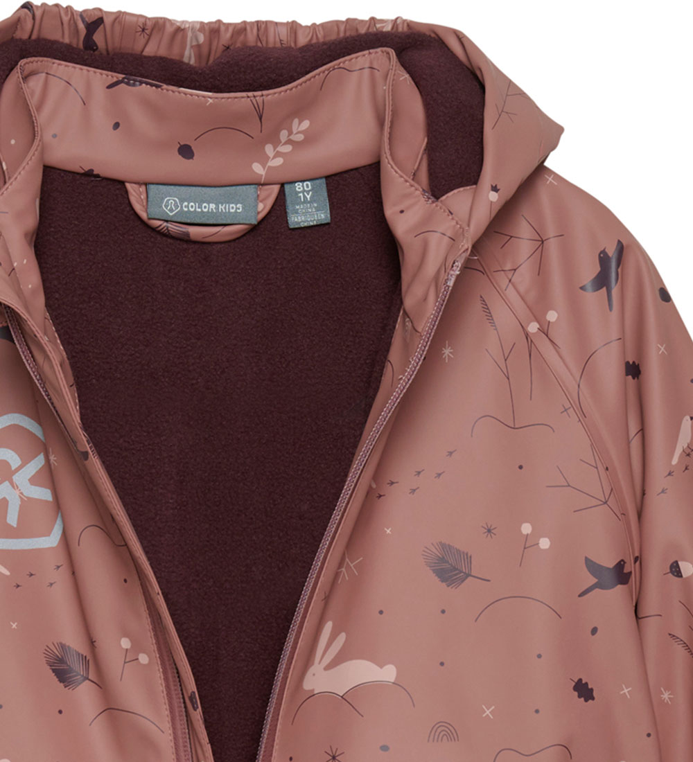 Color Kids Regndragt m. Fleece - PU - Burlwood m. Print