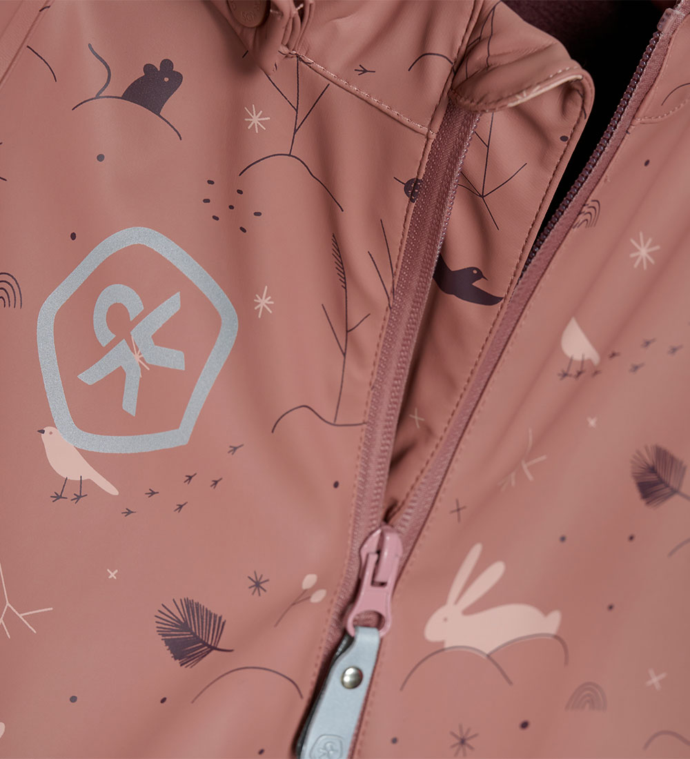 Color Kids Regndragt m. Fleece - PU - Burlwood m. Print