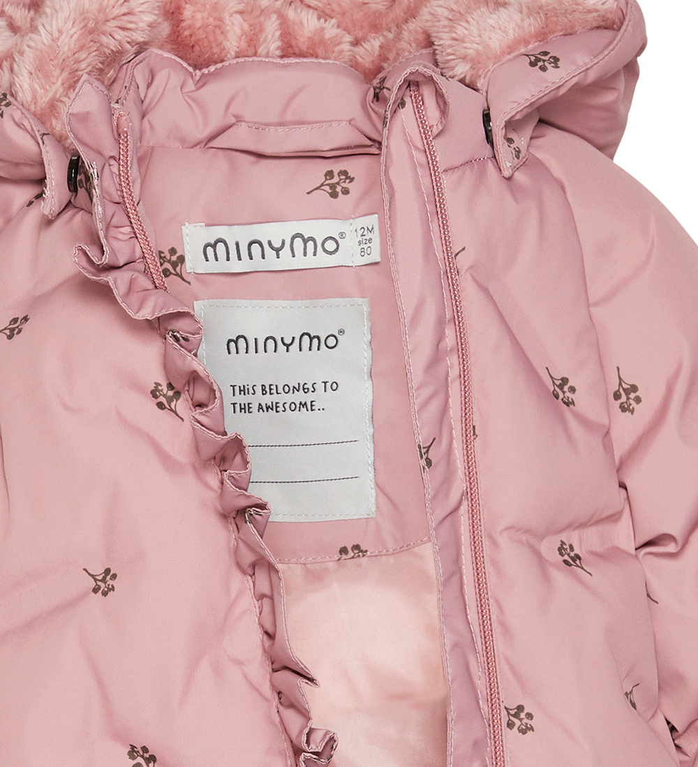Minymo Vinterjakke - Ash Rose m. Blomster