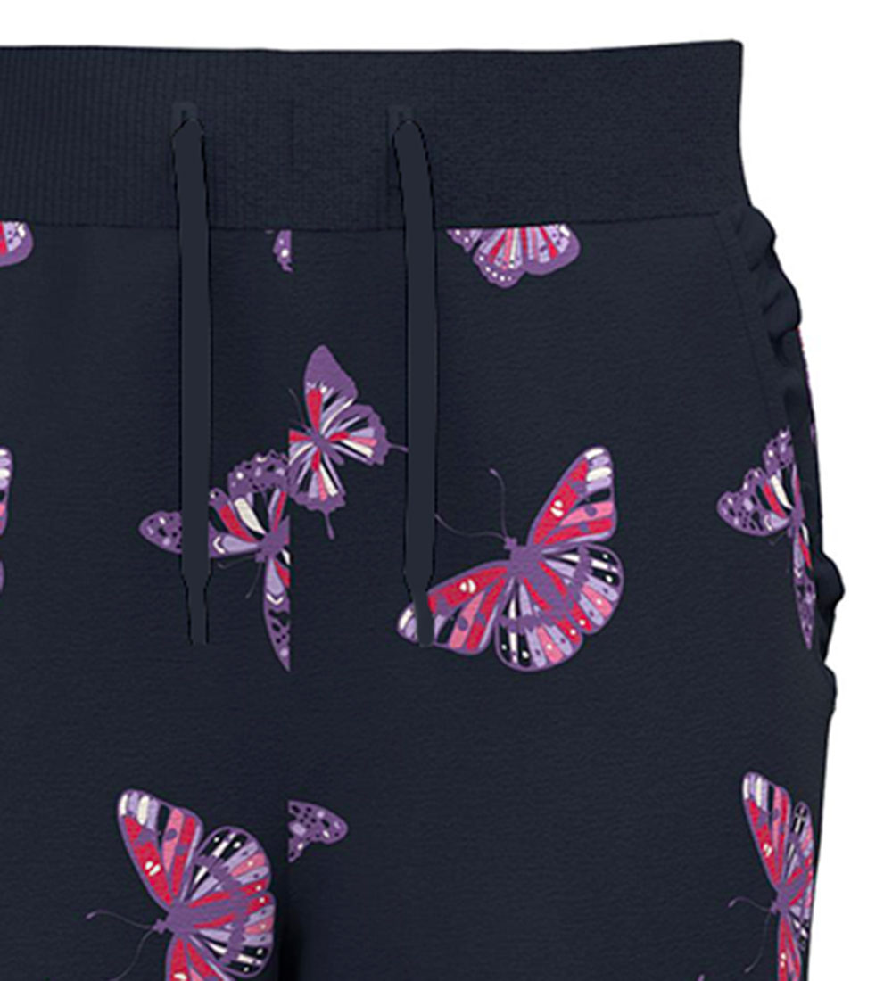 Name It Sweatpants - NmfTasja - Dark Sapphire m. Sommerfugle