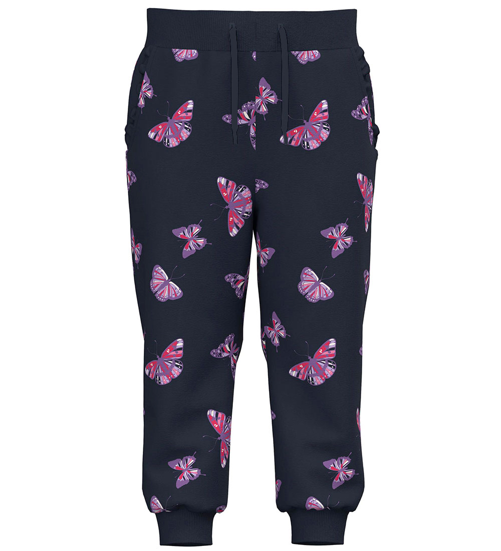 Name It Sweatpants - NmfTasja - Dark Sapphire m. Sommerfugle