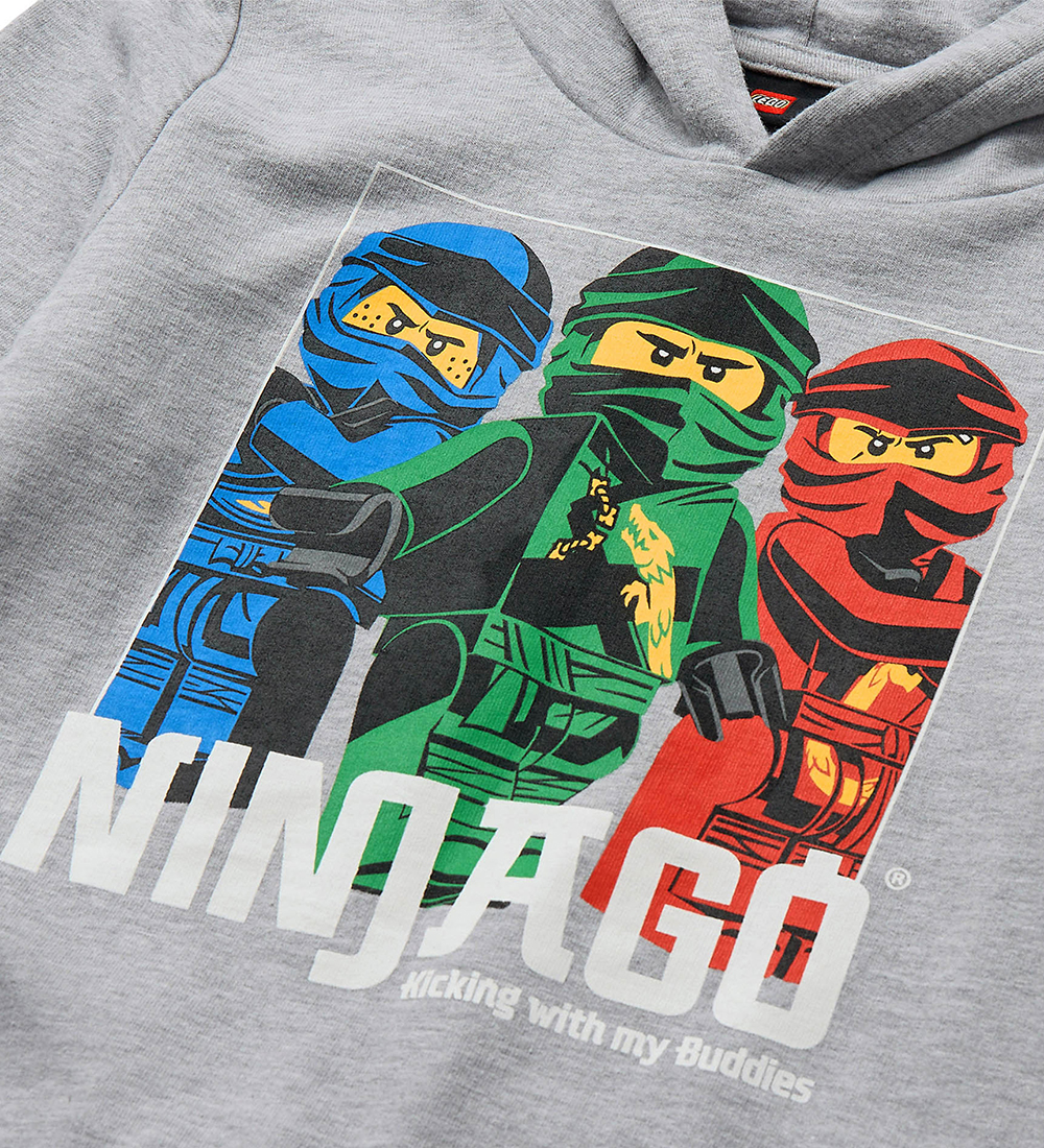 LEGO® Ninjago Hættetrøje - LWScout 102 - Gråmeleret m. Ninjaer