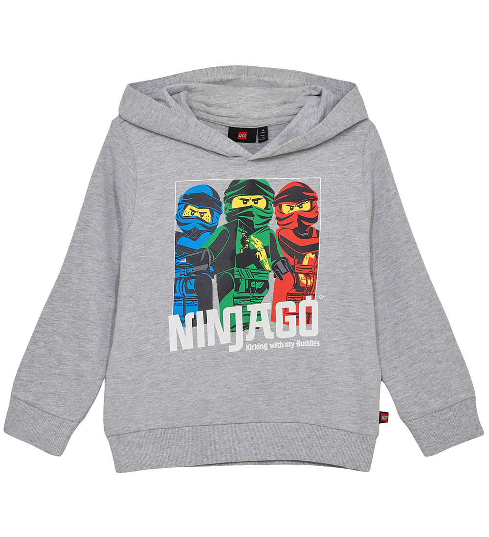 LEGO® Ninjago Hættetrøje - LWScout 102 - Gråmeleret m. Ninjaer