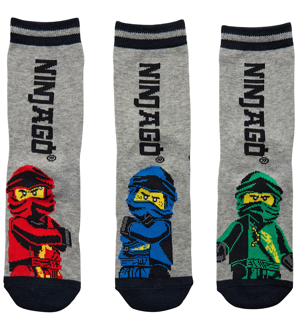 LEGO® Ninjago Strømper - 3-pak - LWAris 100 - Gråmeleret m. Ninj