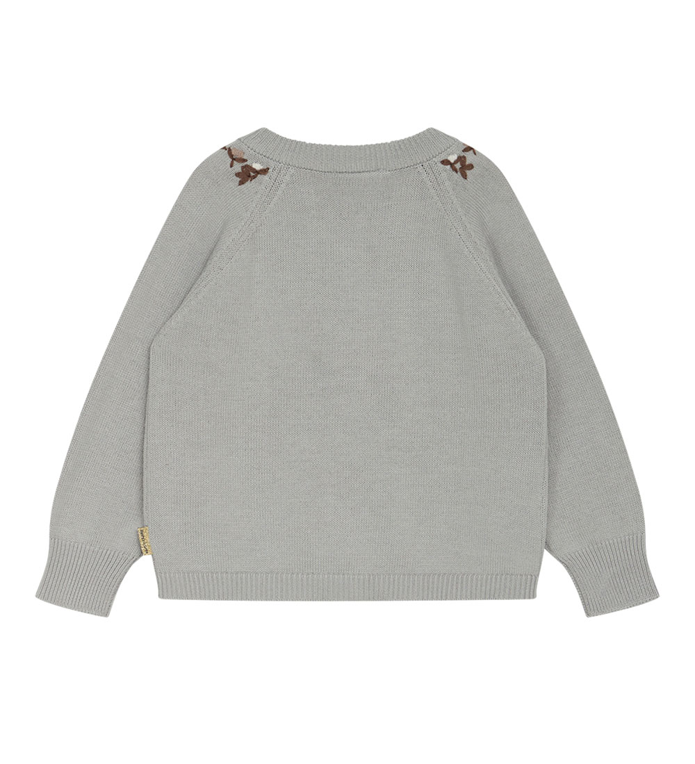 Hust and Claire Cardigan - Carlota - Strik - Iced Aqua m. Blomst