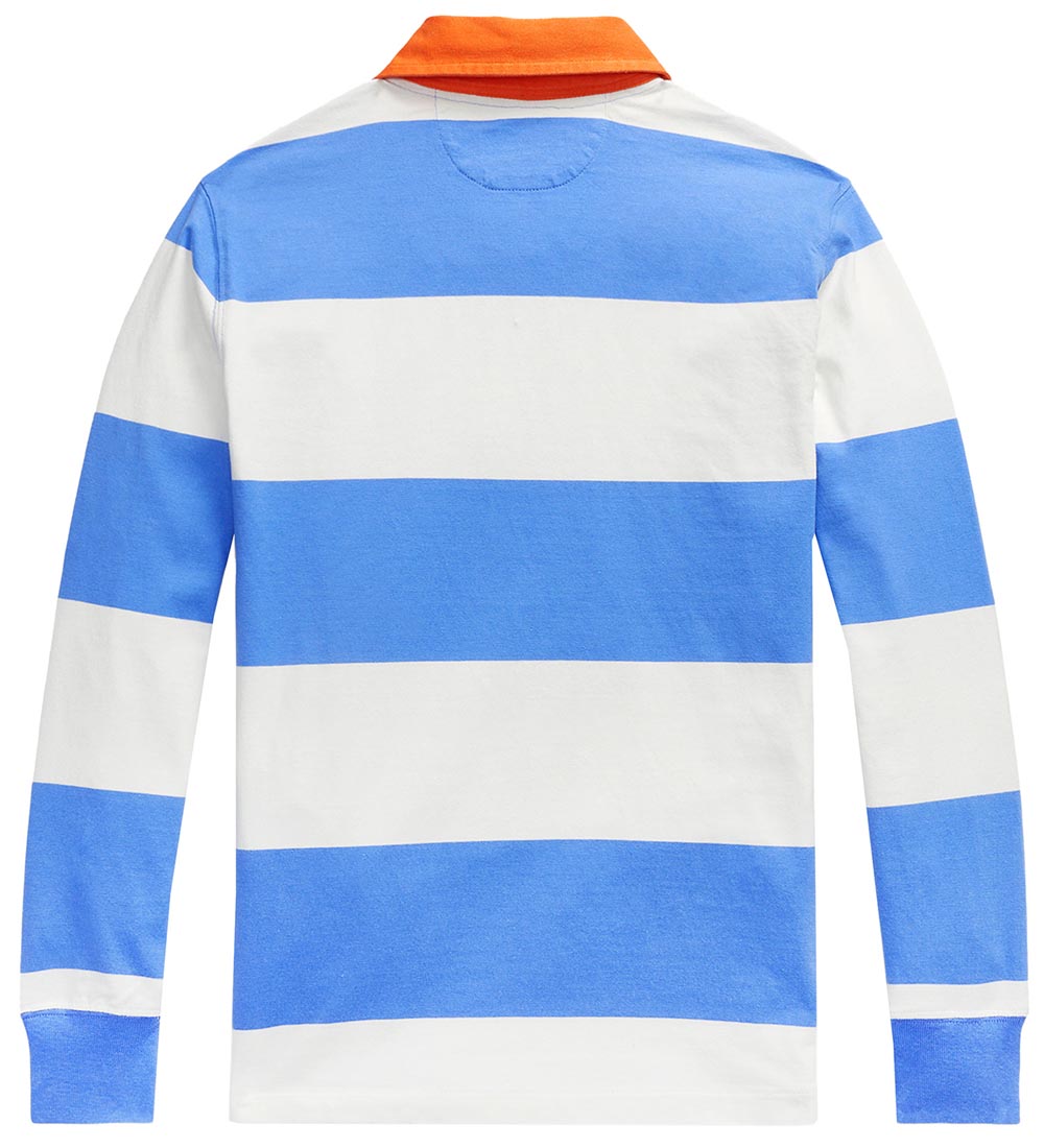 Polo Ralph Lauren Polobluse - Summer Blue/Hvidstribet m. Orange