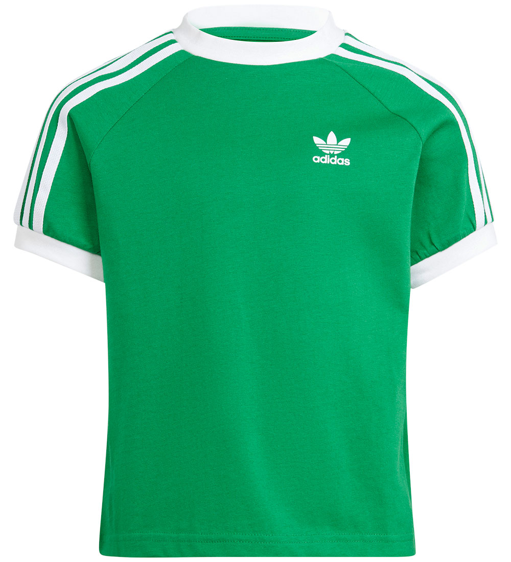 adidas Originals T-shirt - 3 Stripes - Grøn/Hvid