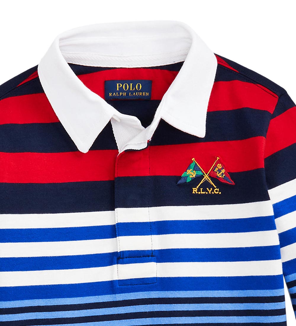 Polo Ralph Lauren Polobluse - Hvid/Blåstribet m. Rød