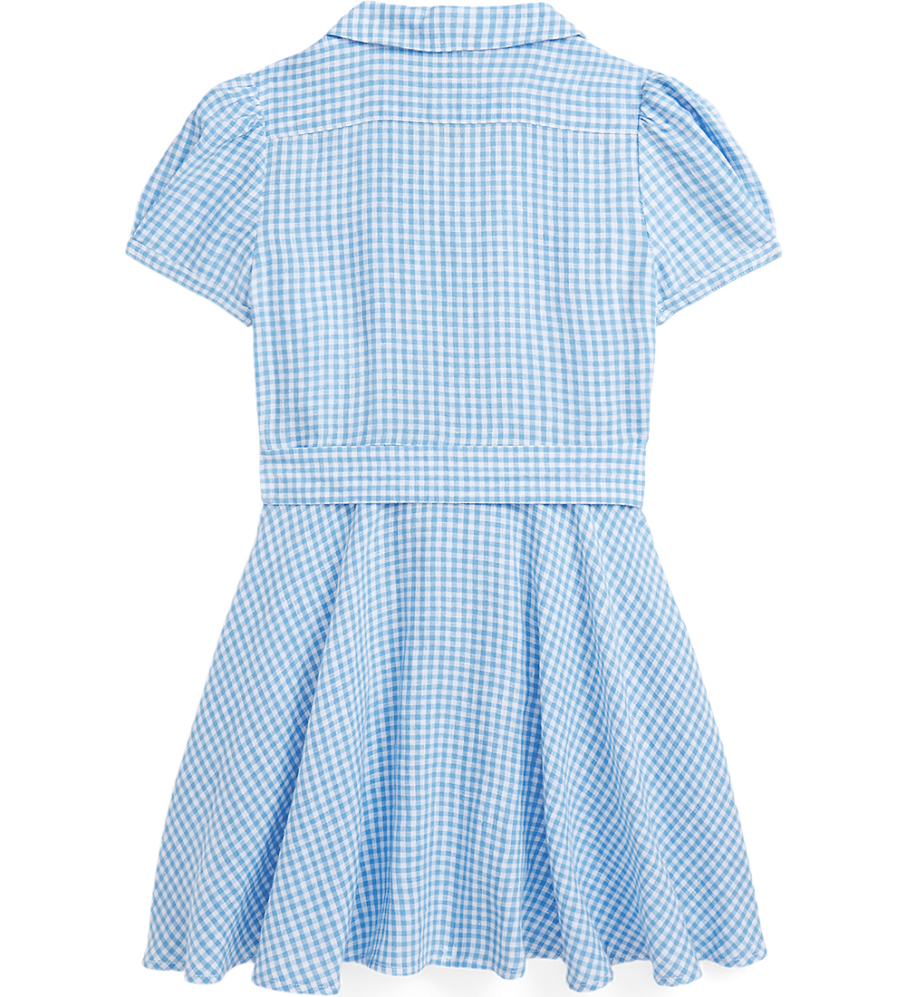 Polo Ralph Lauren Kjole - Gingham - Hør - Blå/Hvidternet