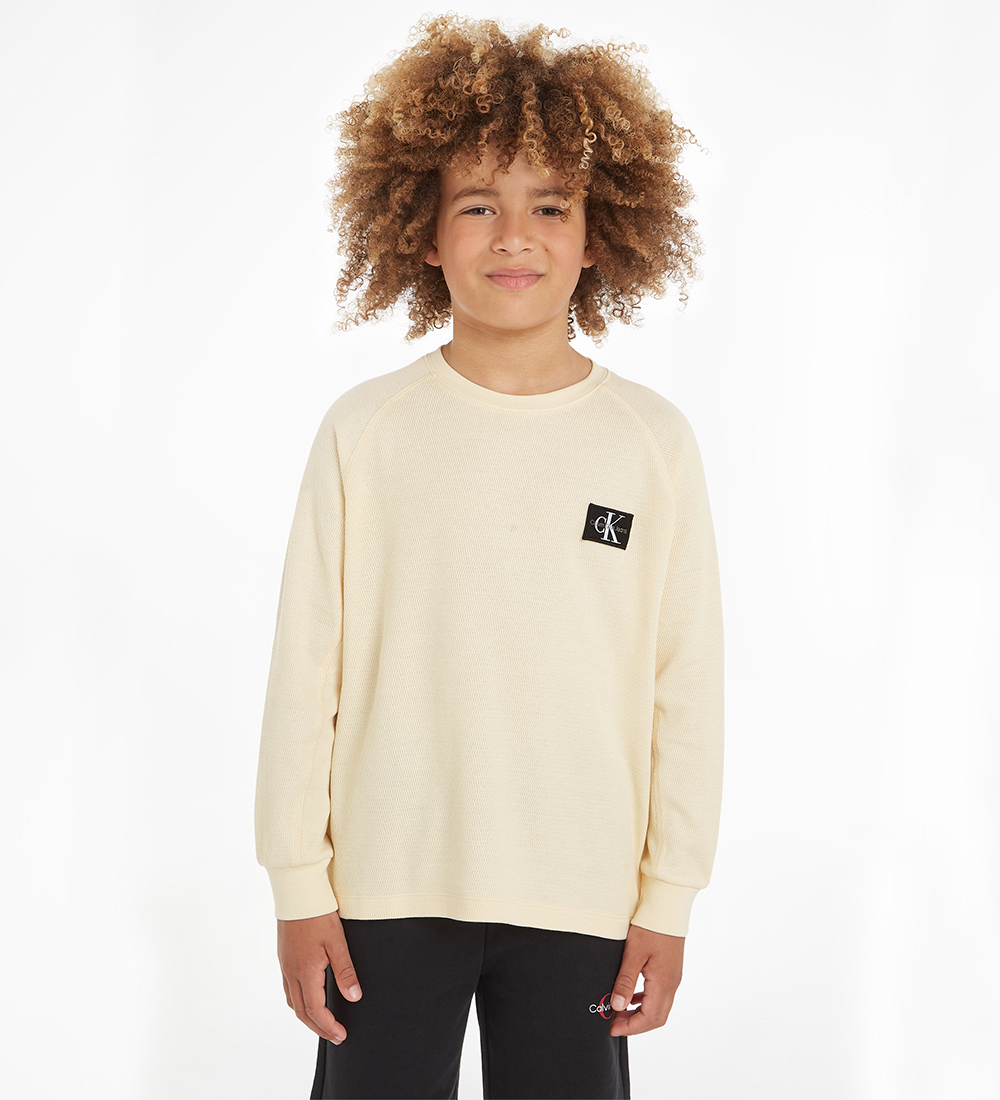 Calvin Klein Bluse - Modern Waffle Badge - Vanilla