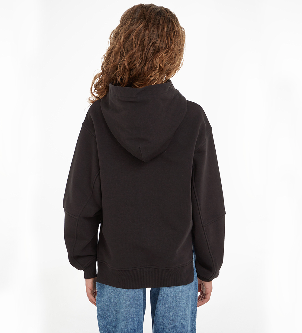 Calvin Klein Hættetrøje - Metallic Satin Monogram - Sort m. Sølv