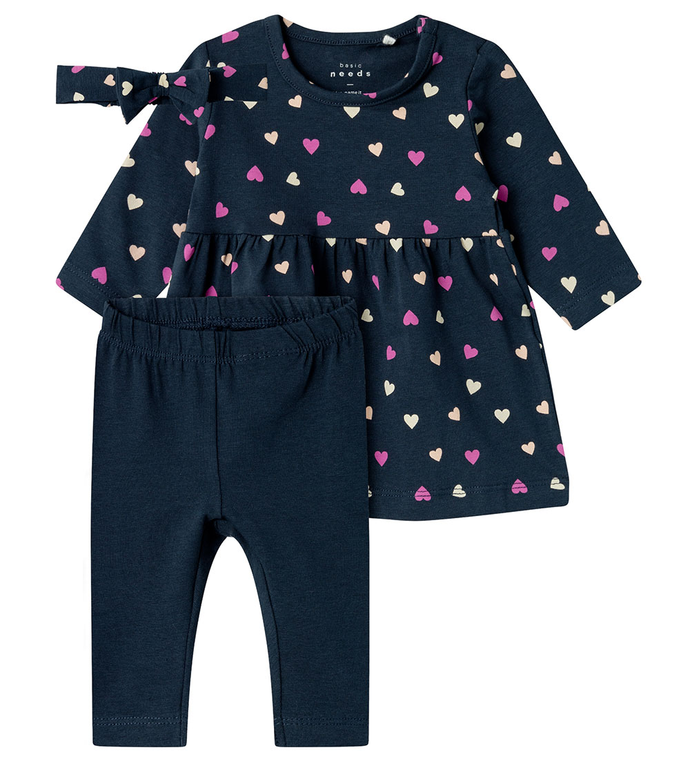 Name It Sæt - NbfVandora - Dark Sapphire m. Hjerter