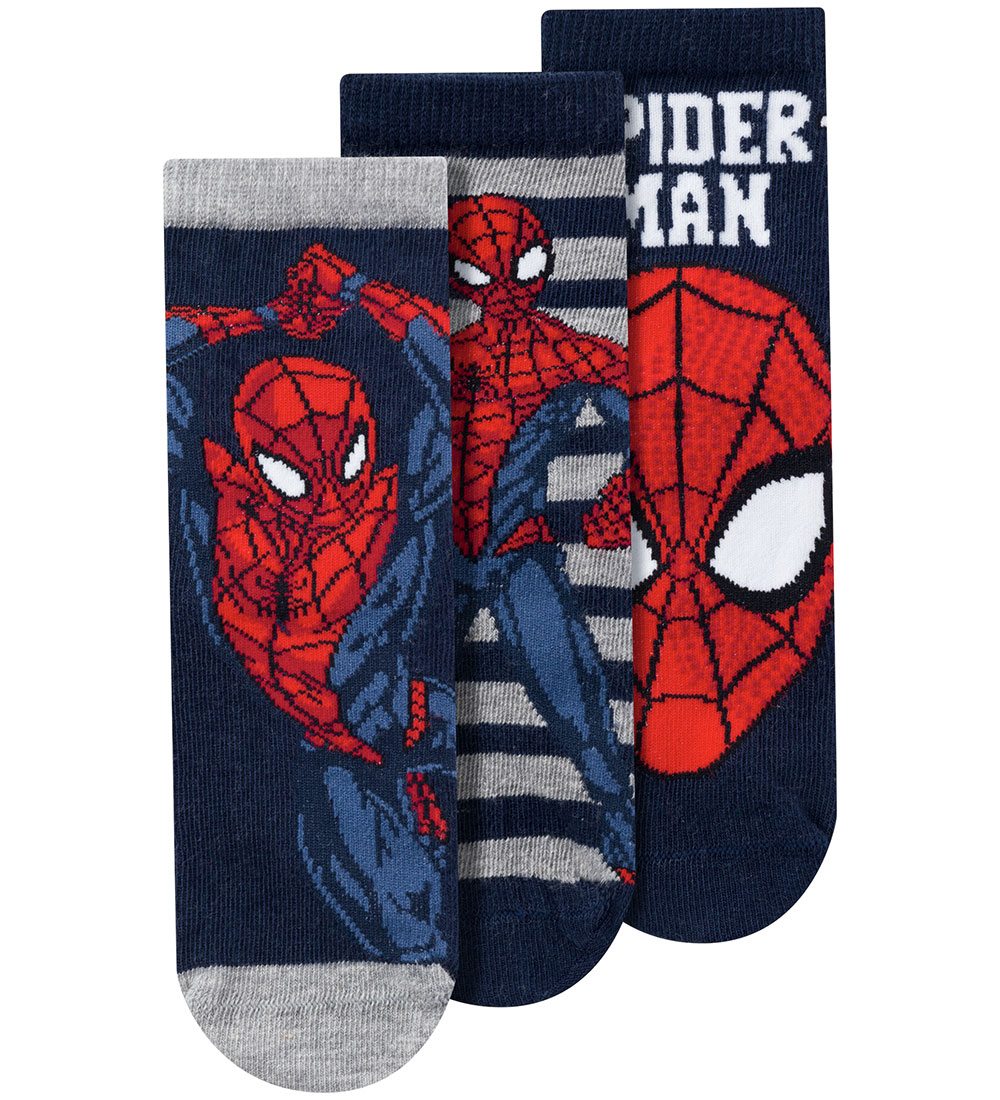 Name It Strømper - NmmNetin Spiderman - 3-pak - Dark Sapphire