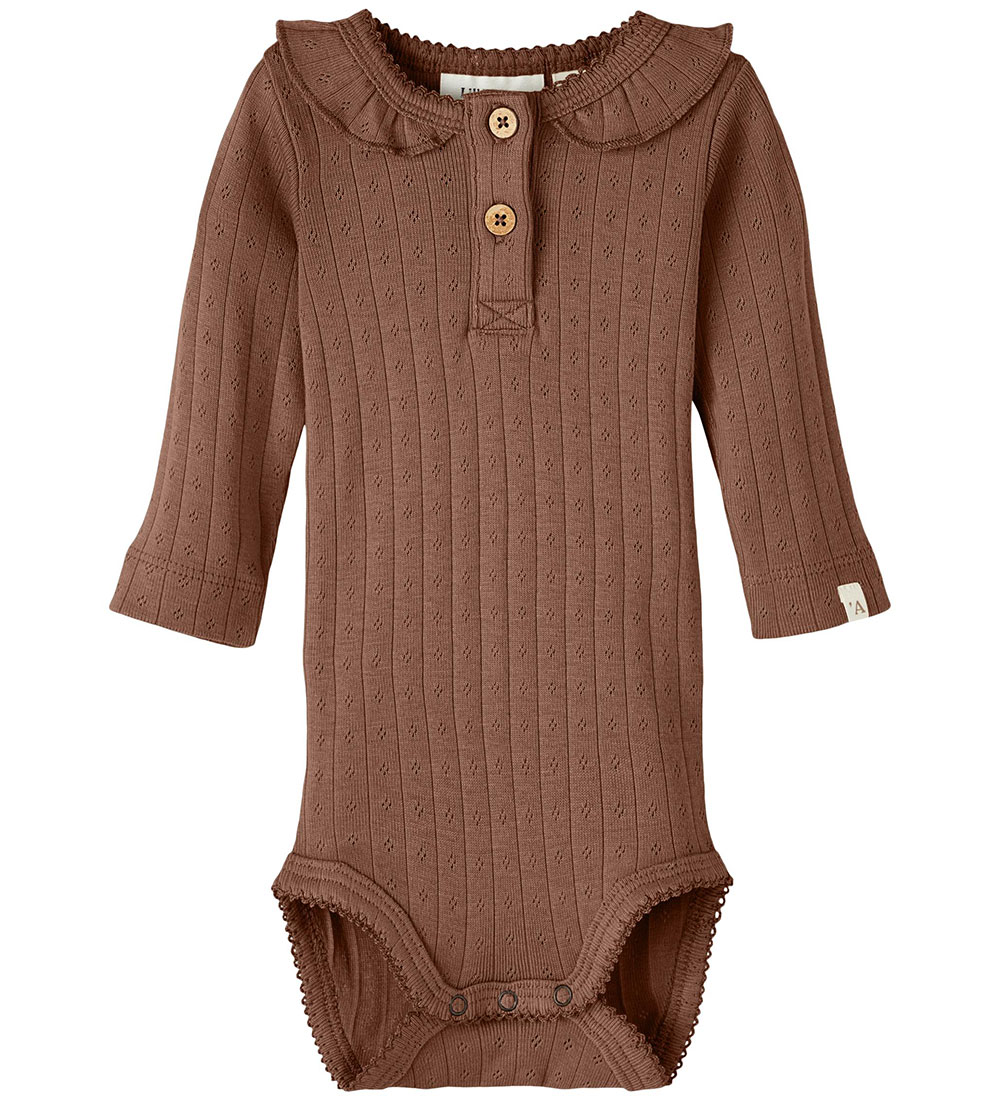 Lil Atelier Body l/æ - Noos - NbfRachel - Carob Brown m Hulmønst